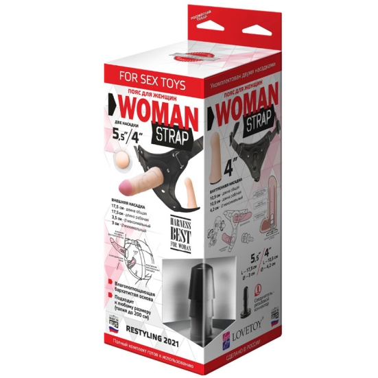 Страпон с 2 насадками Woman Strap 5,5"